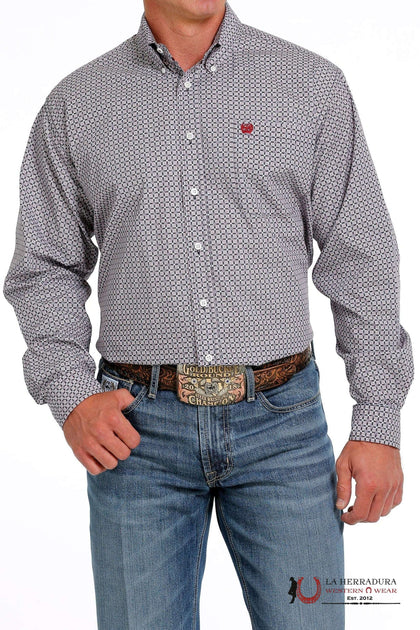 CINCH MEN'S MODERN FIT SQUARE PRINT BUTTON-DOWN WESTERN SHIRT - NAVY MTW1105619