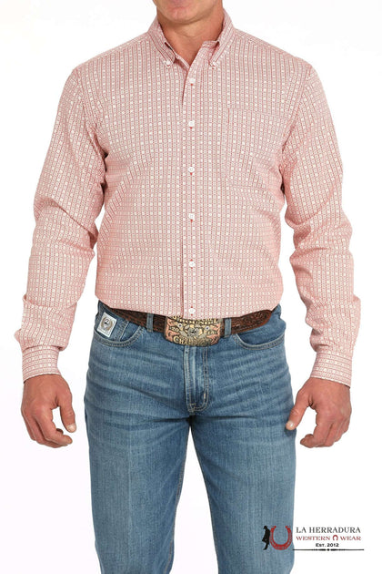 CINCH MEN'S MODERN FIT SQUARE PRINT BUTTON-DOWN WESTERN SHIRT RED MTW1347134