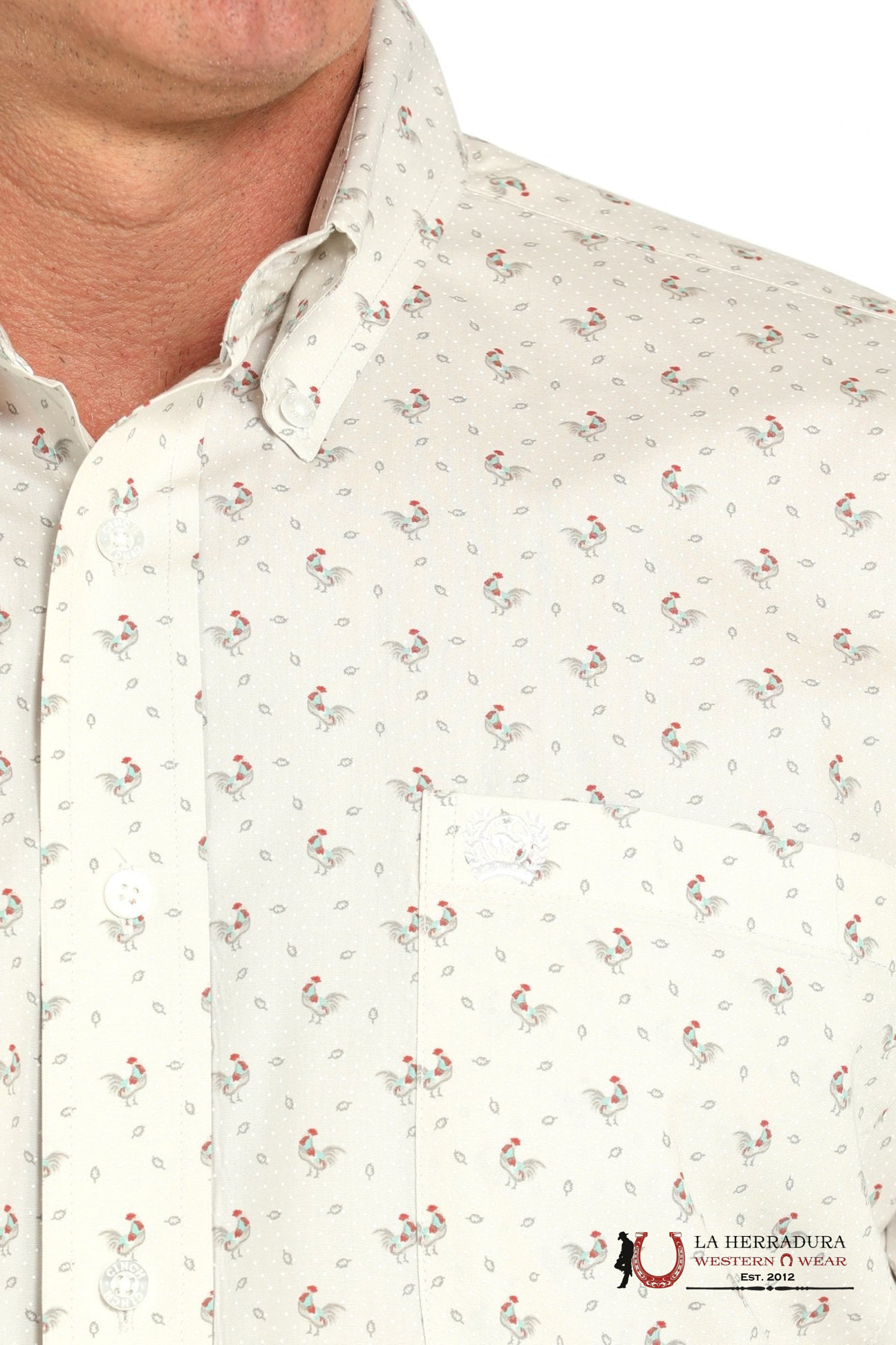 CINCH MEN’S ROOSTER PRINT BUTTON-DOWN WESTERN SHIRT - GRAY MTW1105933 ROPA HOMBRES
