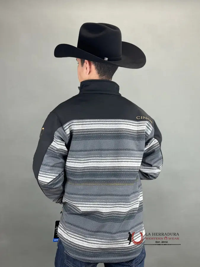 Cinch Mens Southwestern Bonded Jacket Black/Grey Rayas Ropa Hombres