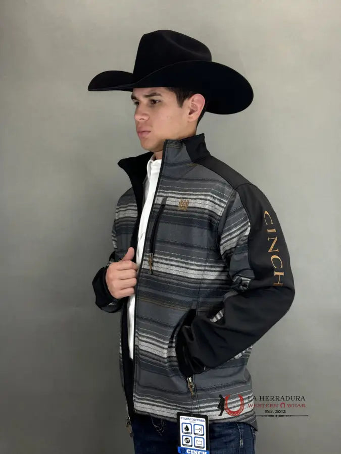 Cinch Mens Southwestern Bonded Jacket Black/Grey Rayas Ropa Hombres