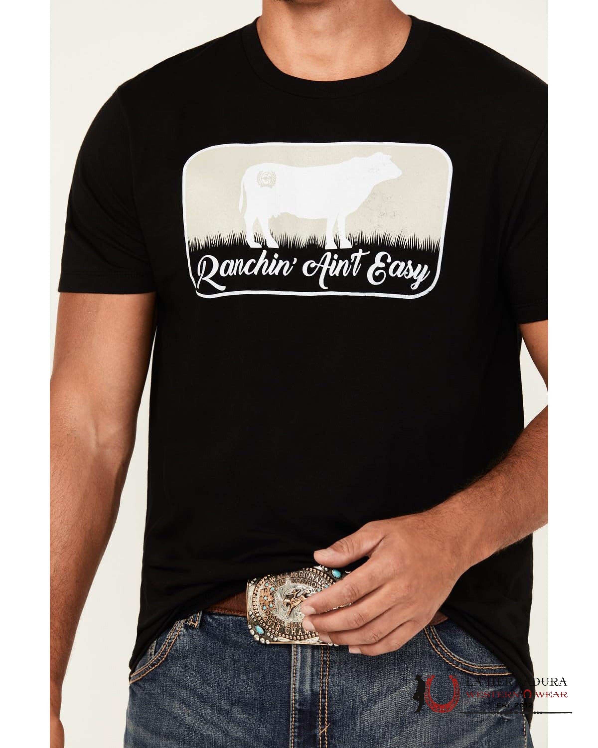 CINCH MENS TSHIRT - BLACK RANCH AINT EASY MTT1690633 ROPA HOMBRES