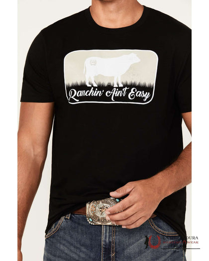CINCH MENS TSHIRT - BLACK RANCH AINT EASY MTT1690633