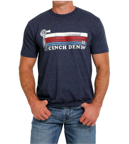 CINCH MENS TSHIRT - NAVY DENIM MTT1690588