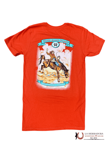 CINCH MENS TSHIRT -RANCH SUPPLY ORANGE GRAPHIC MTT1690618