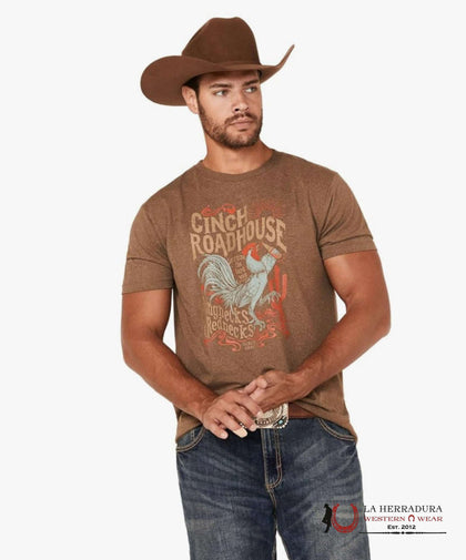 CINCH MENS TSHIRT -ROADHOUSE BROWN MTT1690638
