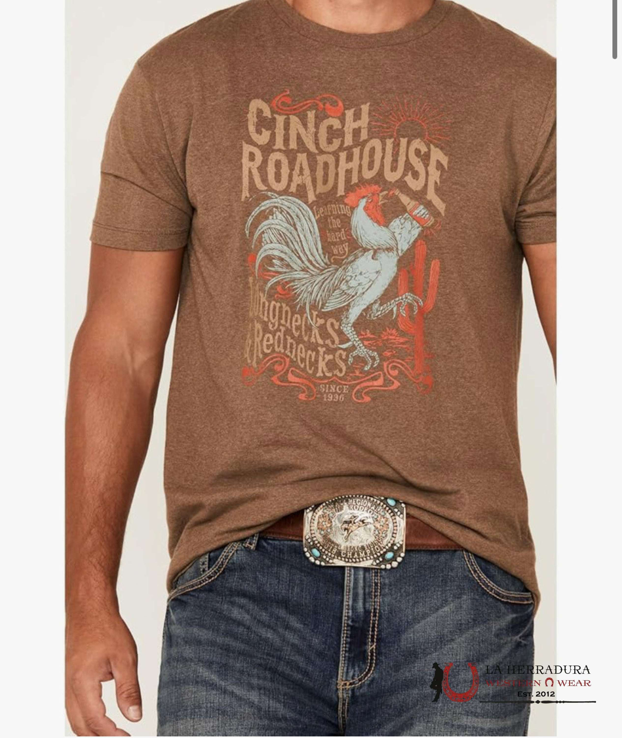 CINCH MENS TSHIRT -ROADHOUSE BROWN MTT1690638 ROPA HOMBRES