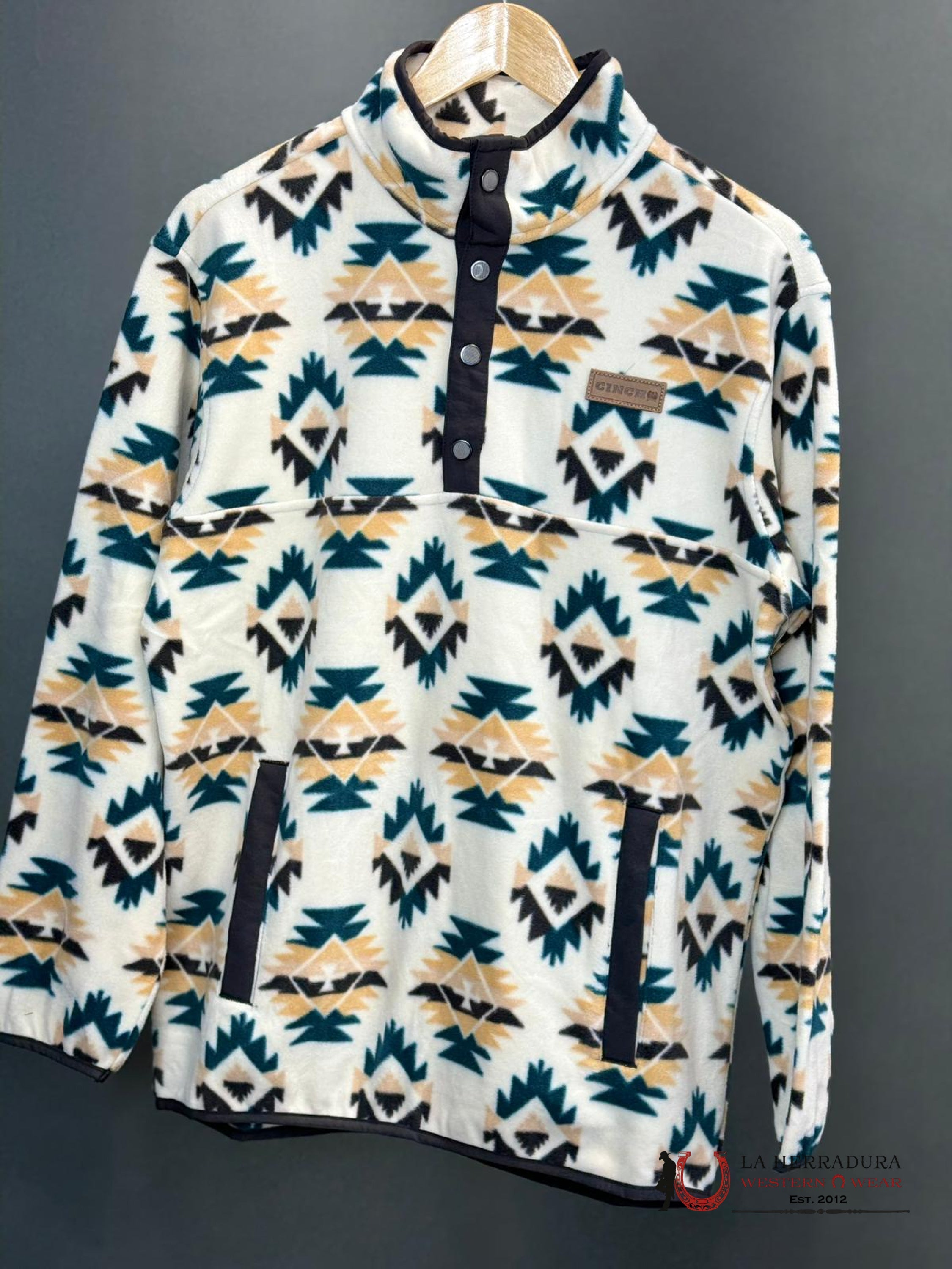 Cinch Mens White Aztec Pull Over Ropa Hombres