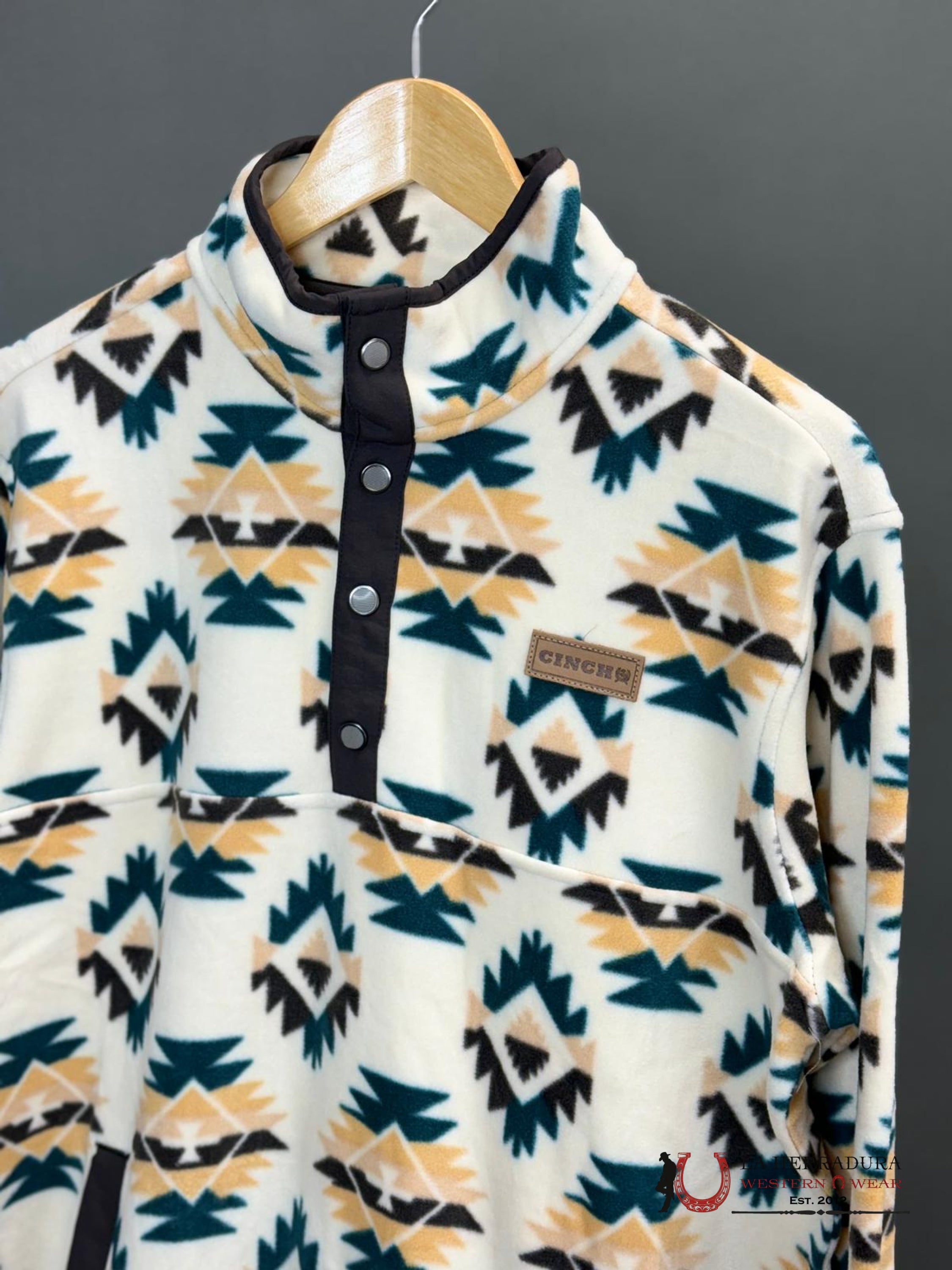 Cinch Mens White Aztec Pull Over Ropa Hombres