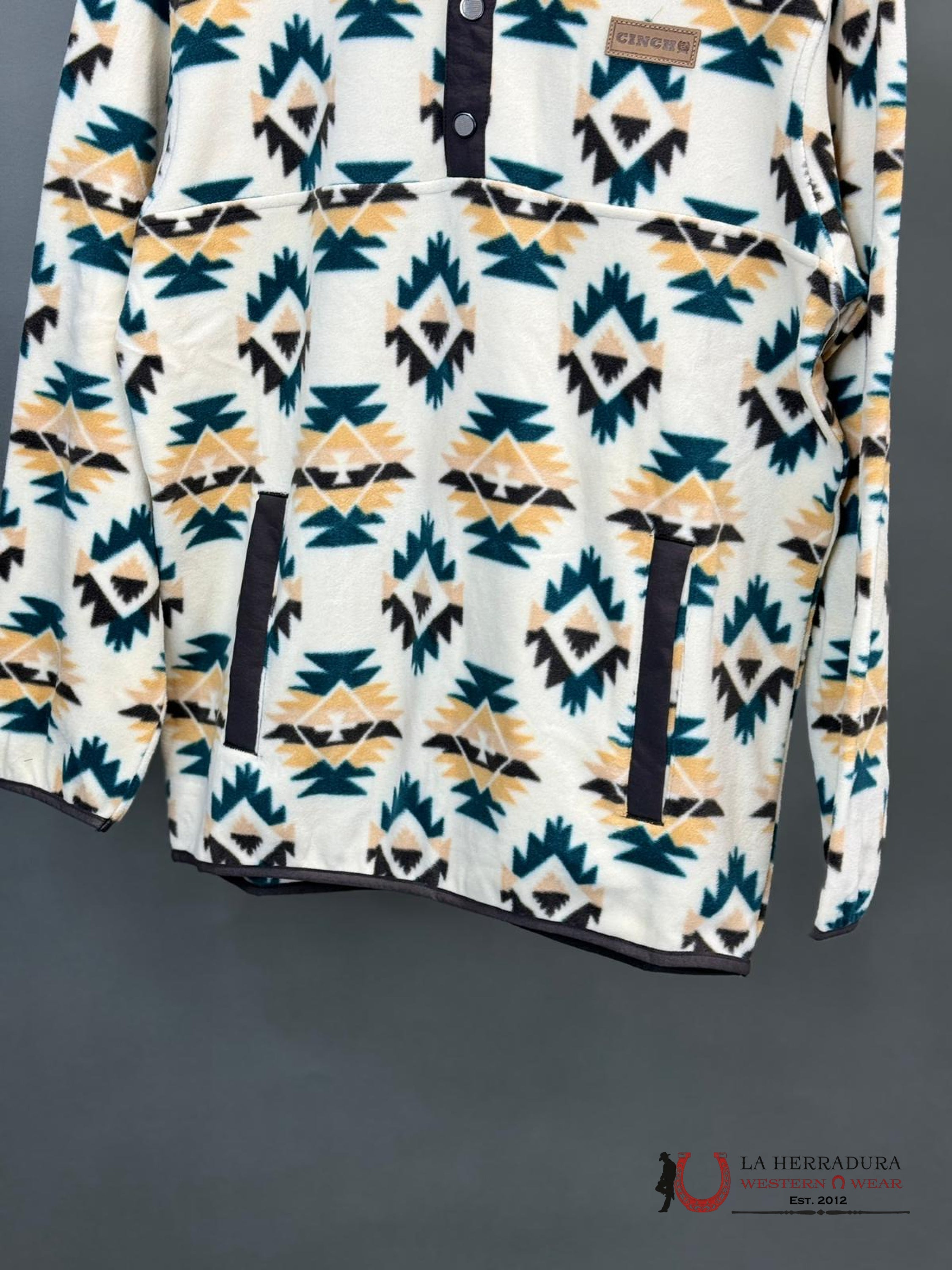 Cinch Mens White Aztec Pull Over Ropa Hombres