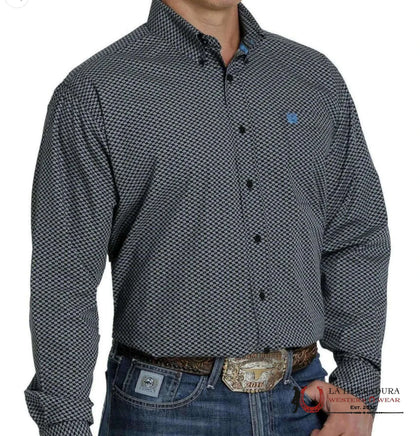 CINCH NAVY BLUE PATTERNED LONG SLEEVE BUTTON UP MTW1105250