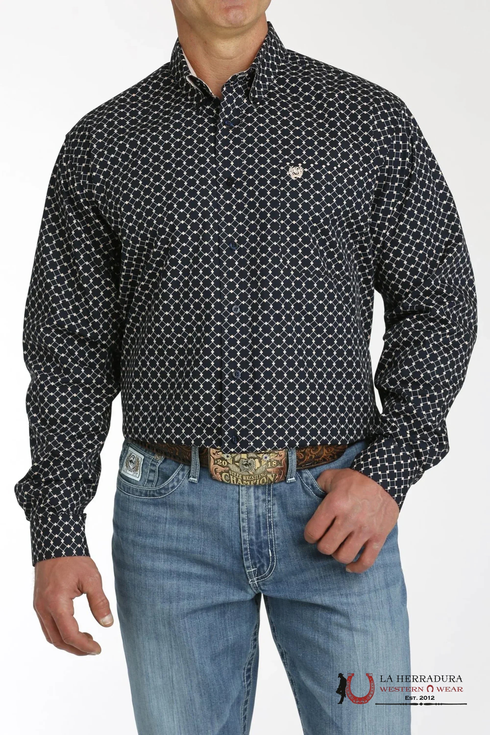CINCH NAVY SQUARE LONG SLEEVE SHIRT MTW1105773 ROPA HOMBRES