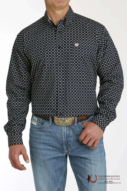 CINCH NAVY SQUARE LONG SLEEVE SHIRT - MTW1105773