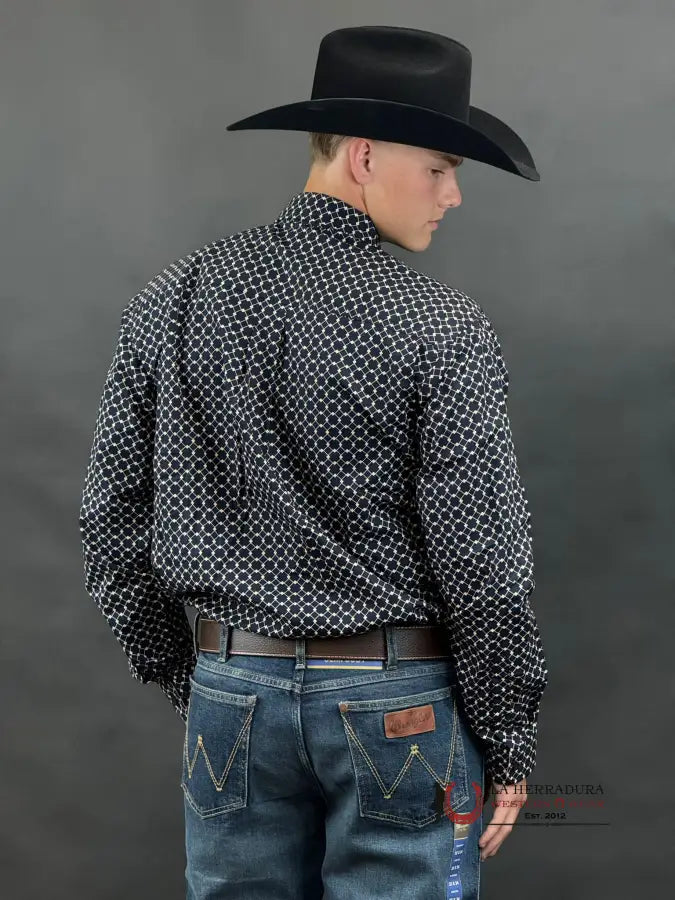 Cinch Navy Square Long Sleeve Shirt Ropa Hombres