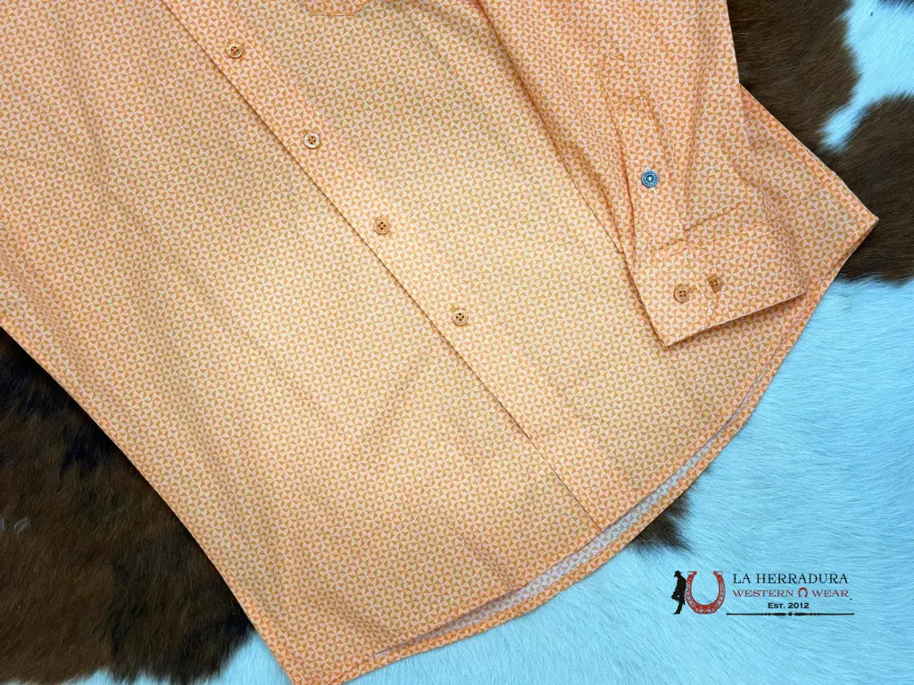 Cinch Orange Long Sleeve Button Up Ropa Hombres