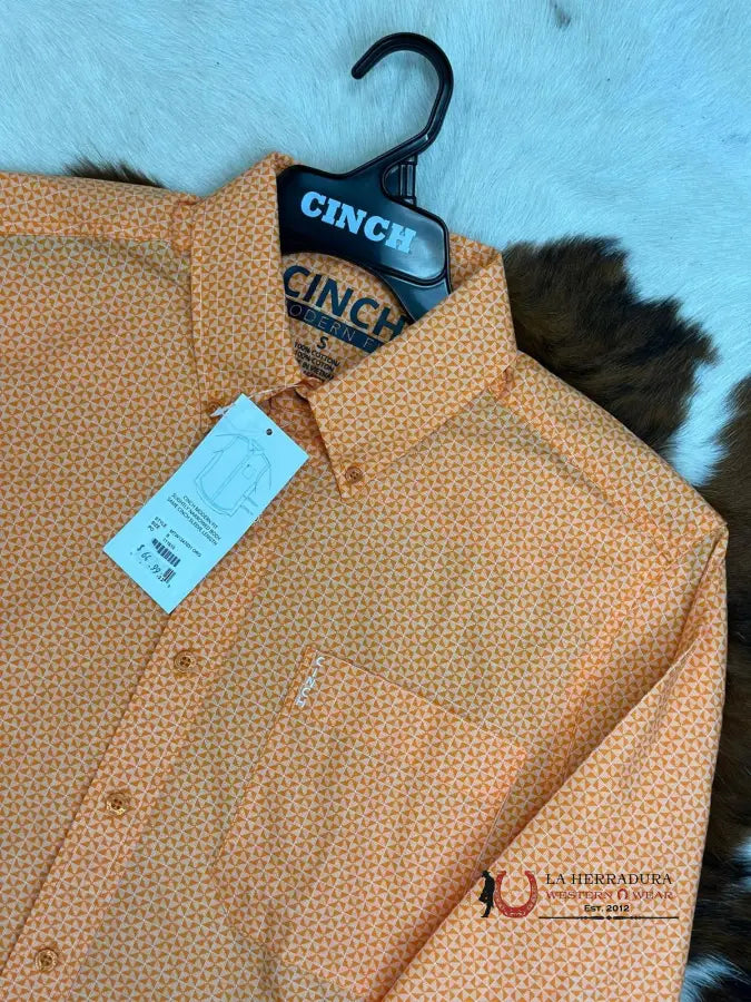 Cinch Orange Long Sleeve Button Up Ropa Hombres