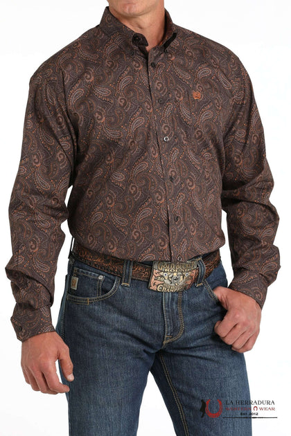 CINCH PAISLEY PRINT BUTTON DOWN WESTERN SHIRT BROWN MTW1105819