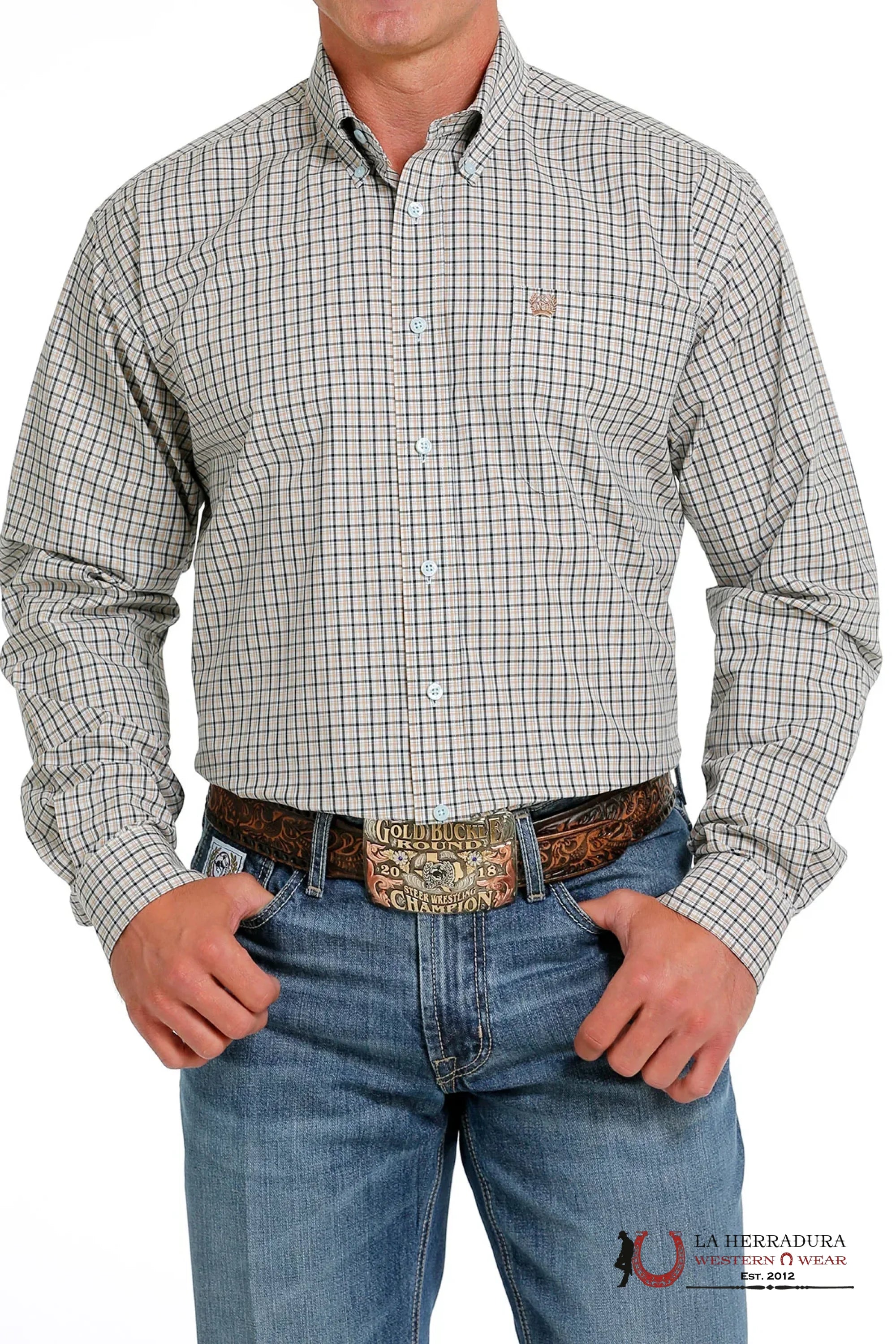 Cinch Plaid Long Sleeve Button Up MTW1105617 ROPA HOMBRES