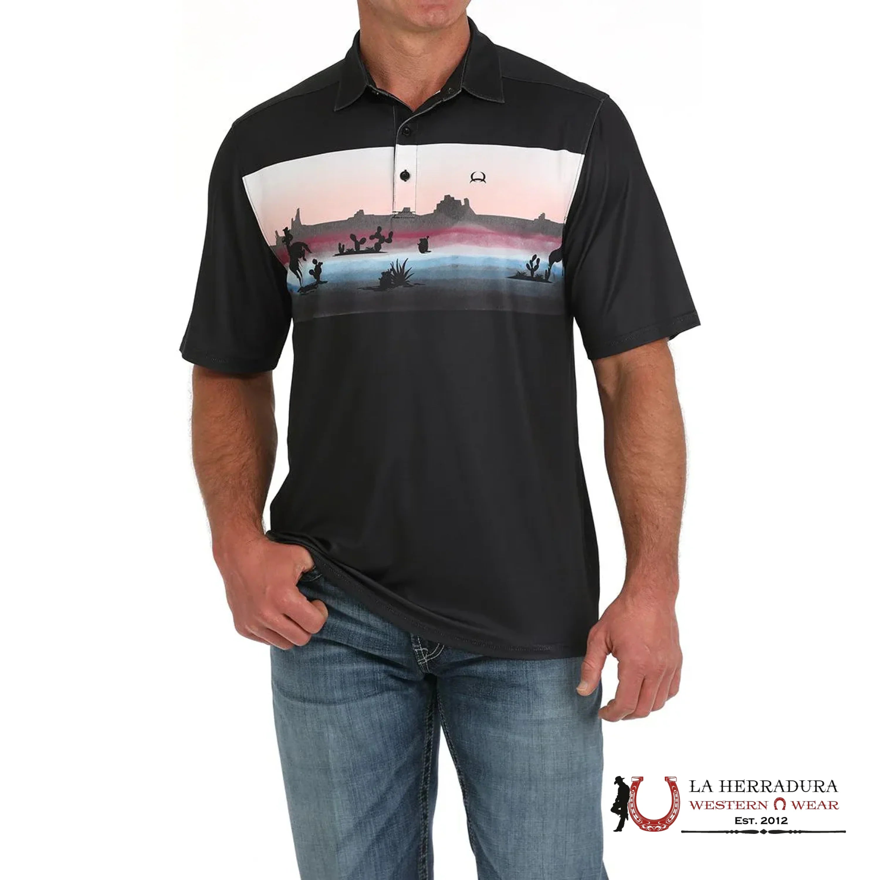 CINCH POLO BLACK SHORT SLEEVE SHIRT MTK1863044 ROPA HOMBRES