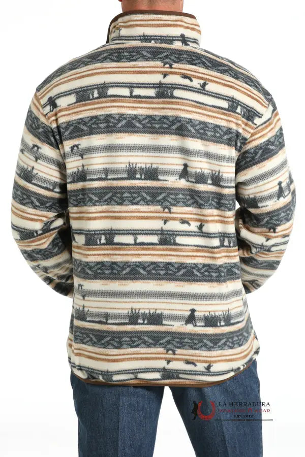 Cinch Pullover Cream And Grey Print Hoodie For Men Mwk1514022 Ropa Hombres