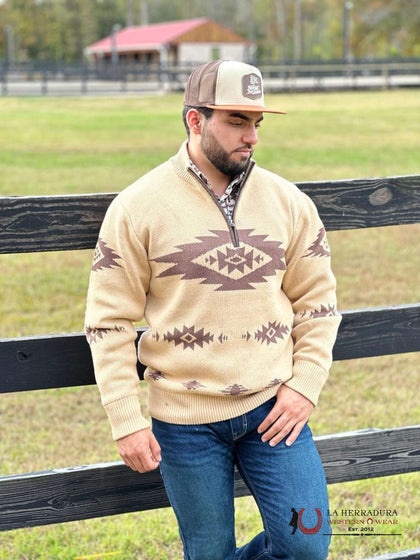 CINCH RETRO PULLOVER SWEATER BEIGE AZTEC MWK1560002