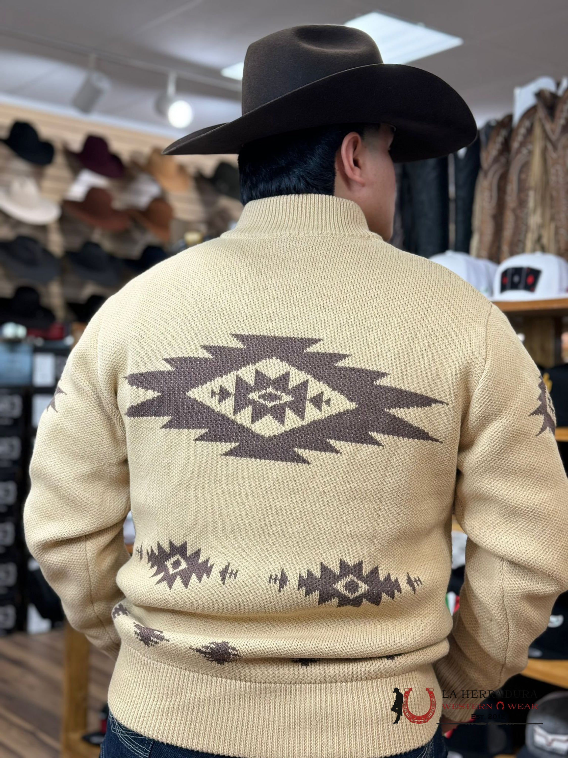 Cinch Retro Pullover Sweater Beige Aztec Ropa Hombres