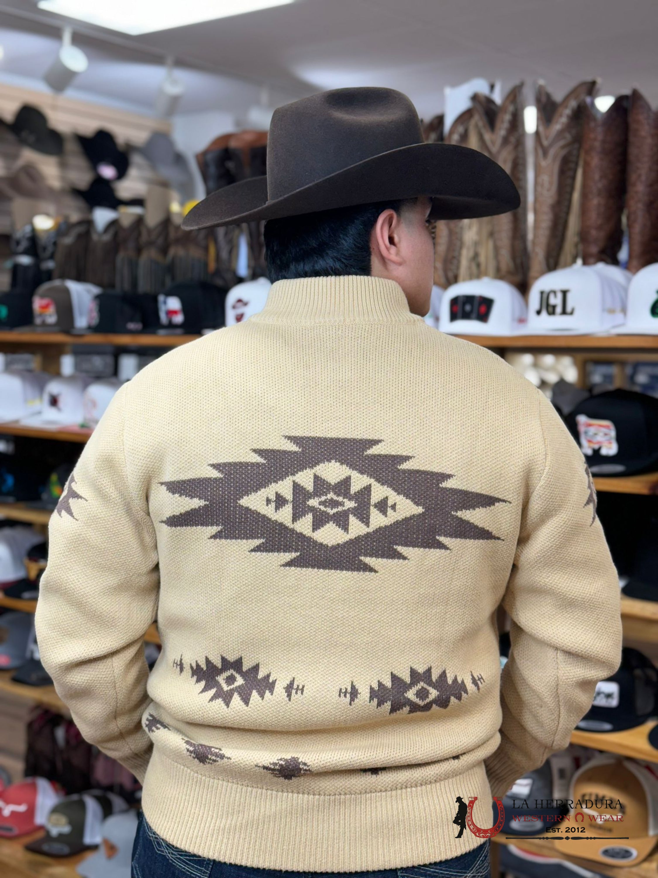 Cinch Retro Pullover Sweater Beige Aztec Ropa Hombres