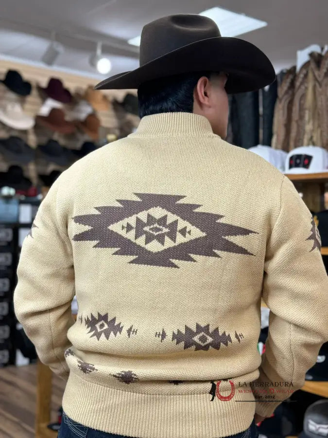 Cinch Retro Pullover Sweater Beige Aztec Ropa Hombres