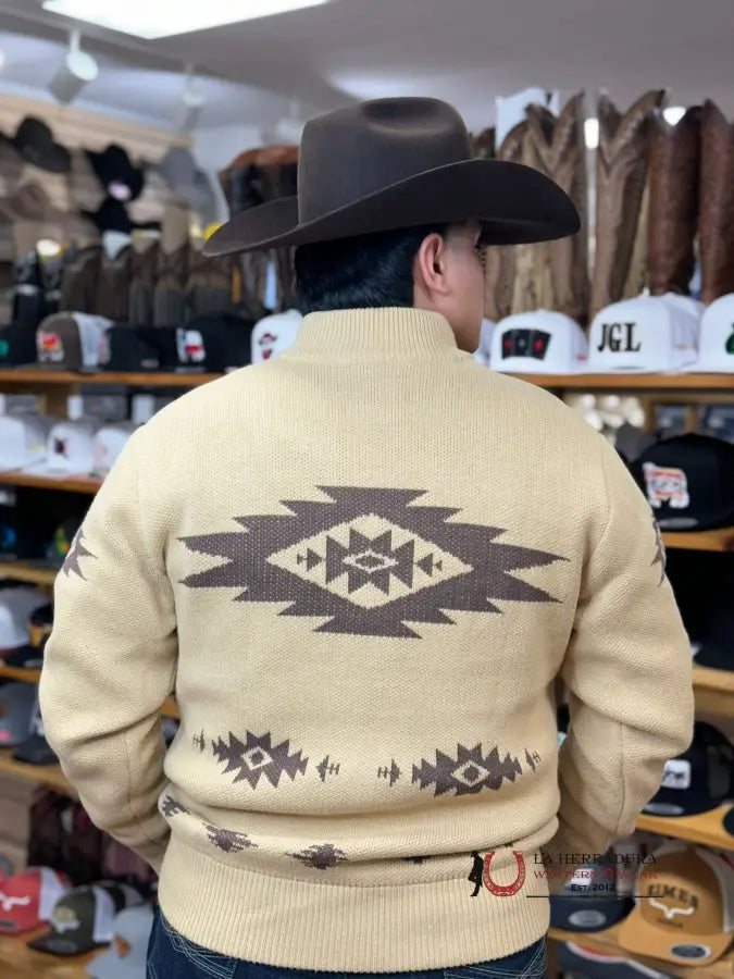 Cinch Retro Pullover Sweater Beige Aztec Ropa Hombres