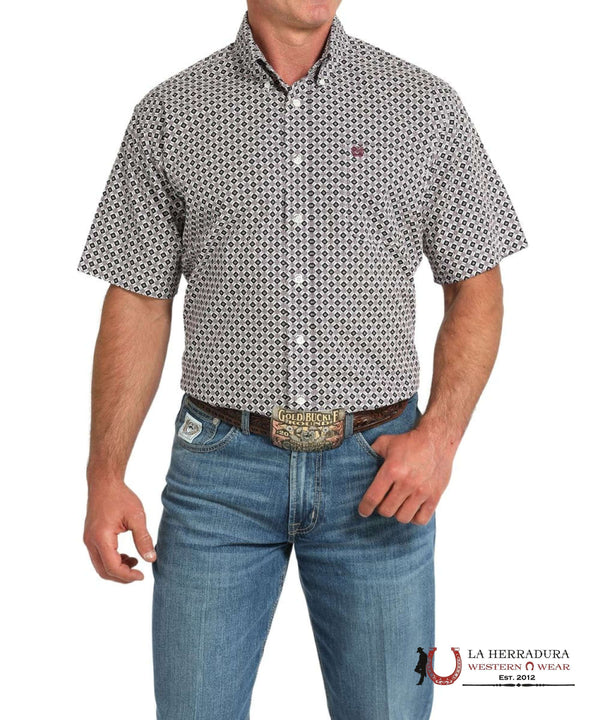 CAMISA MANGA CORTA CINCH CORTE CLÁSICO BLANCA CON DETALLES BORGOÑA MTW1111483.