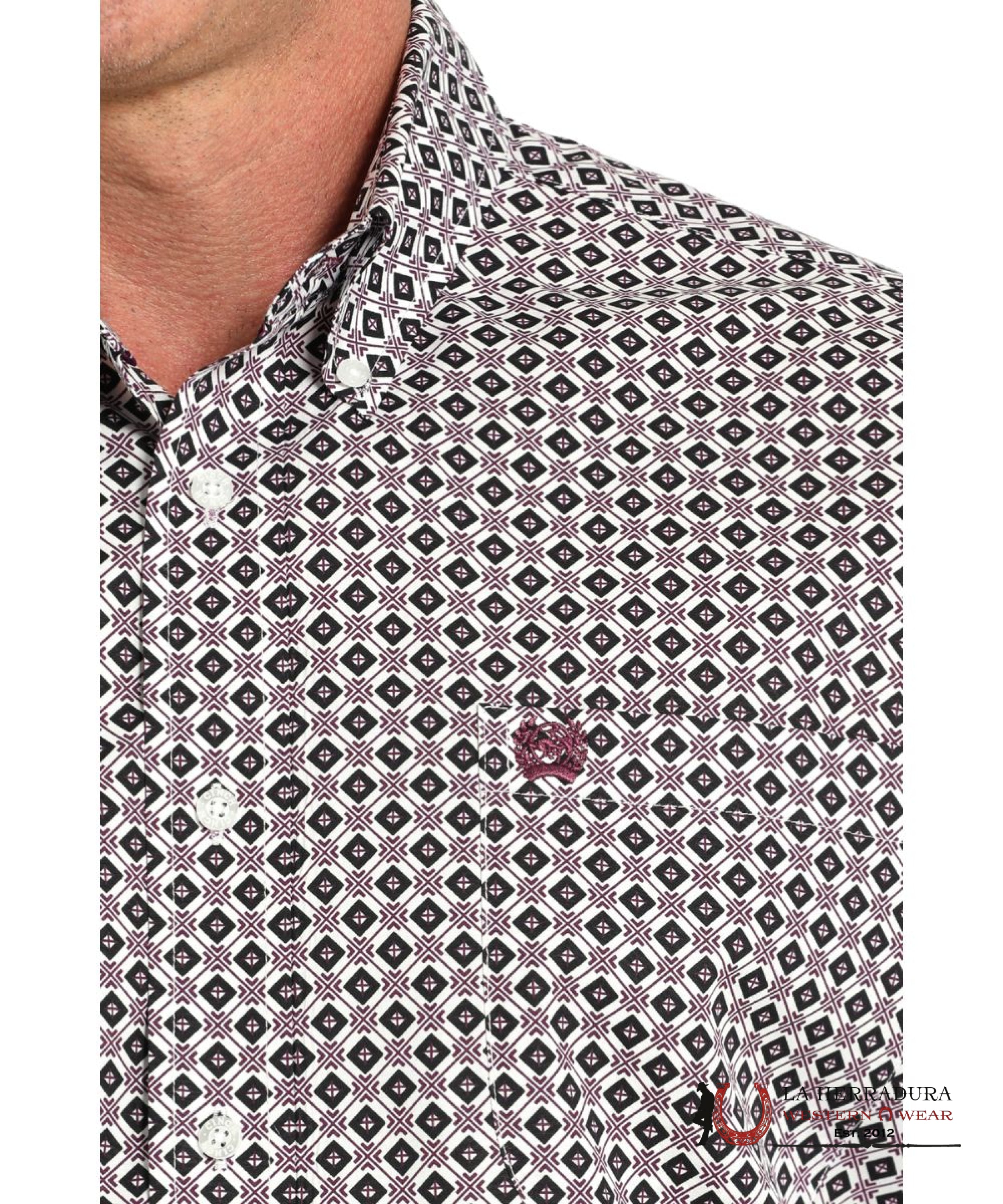 CINCH SHORT SLEEVE CLASSIF FOT WHITE WITH BURGANDY DETAILS MTW1111483 ROPA HOMBRES
