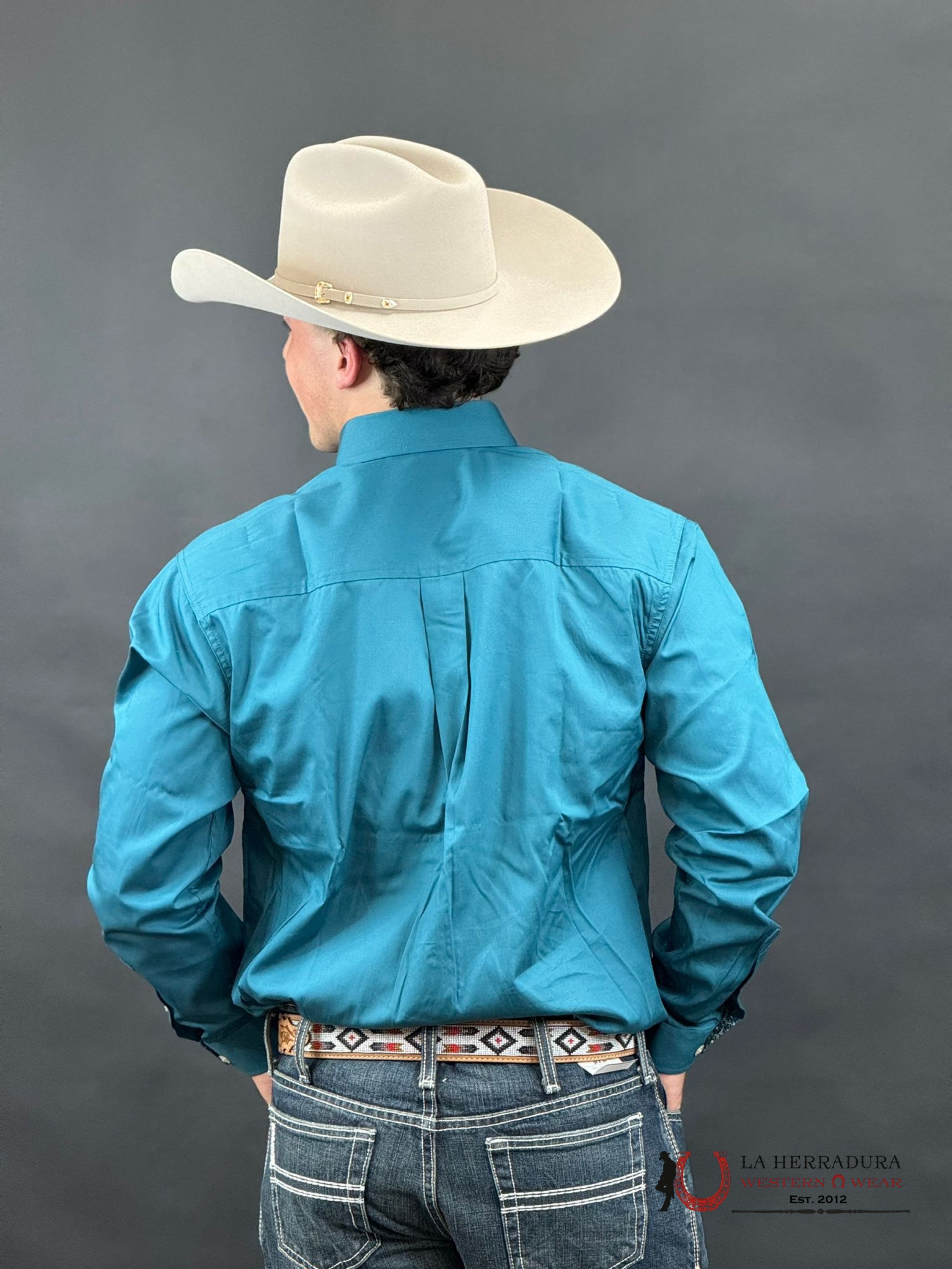 Cinch Teal Long Sleeve Shirt Ropa Hombres
