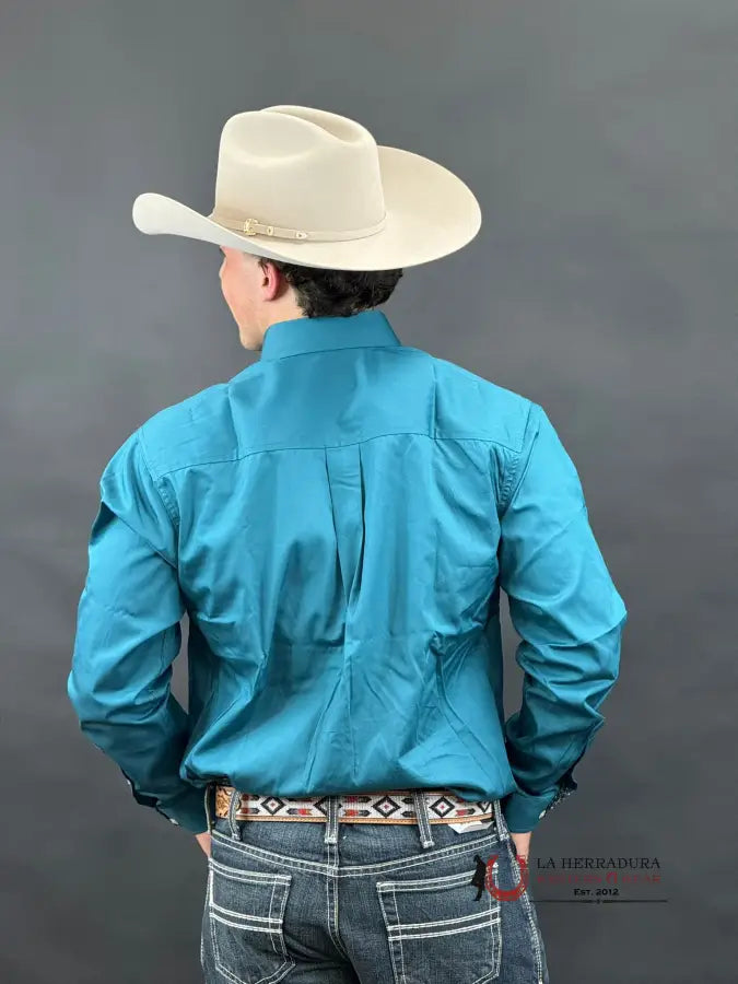 Cinch Teal Long Sleeve Shirt Ropa Hombres