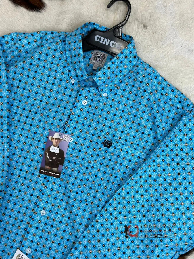 Cinch Turquoise Patterned Long Sleeve Button Up Ropa Hombres