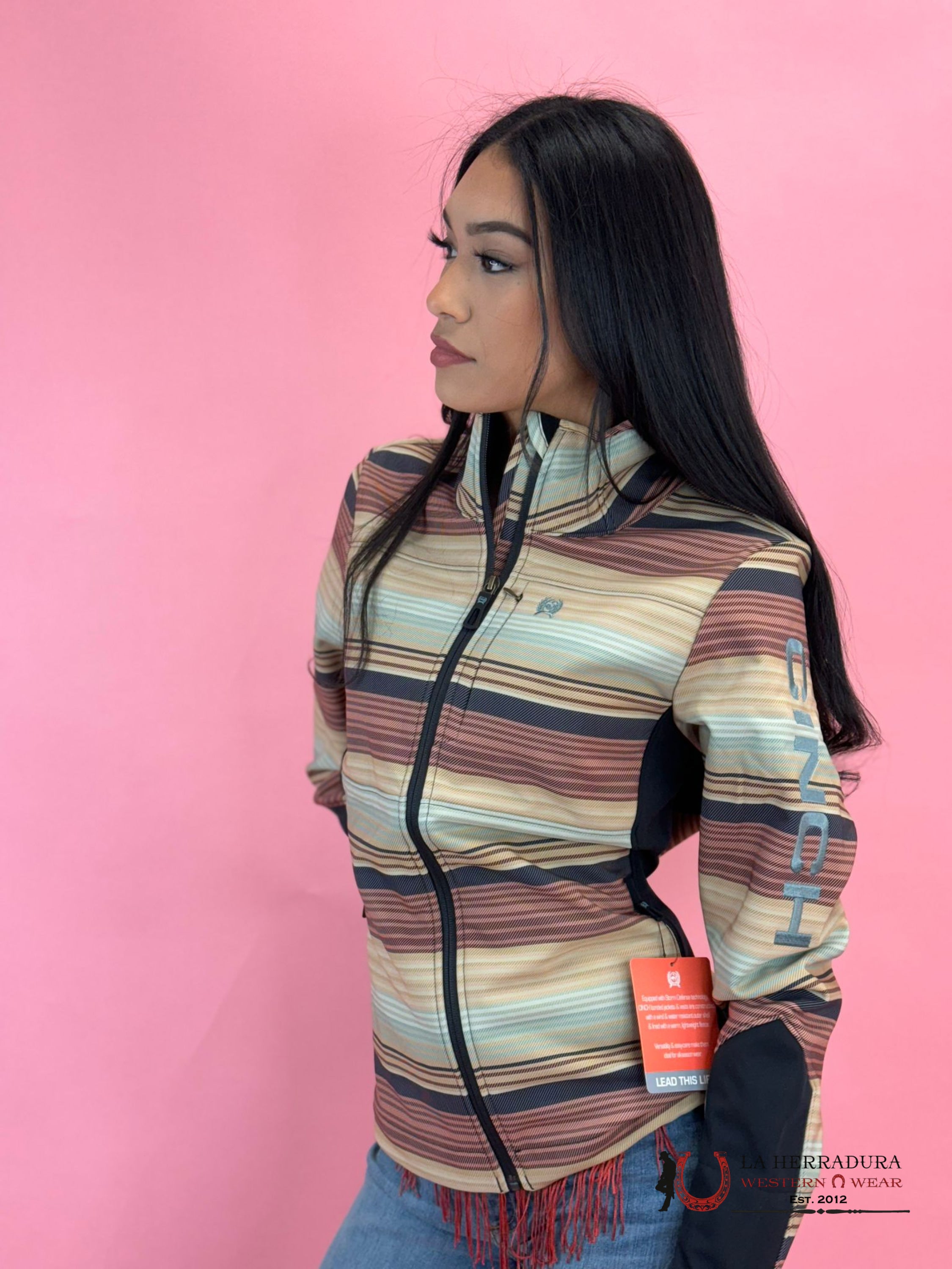 Cinch Womens Jacket Multi Color Stripe Full Zip Ropa Mujeres