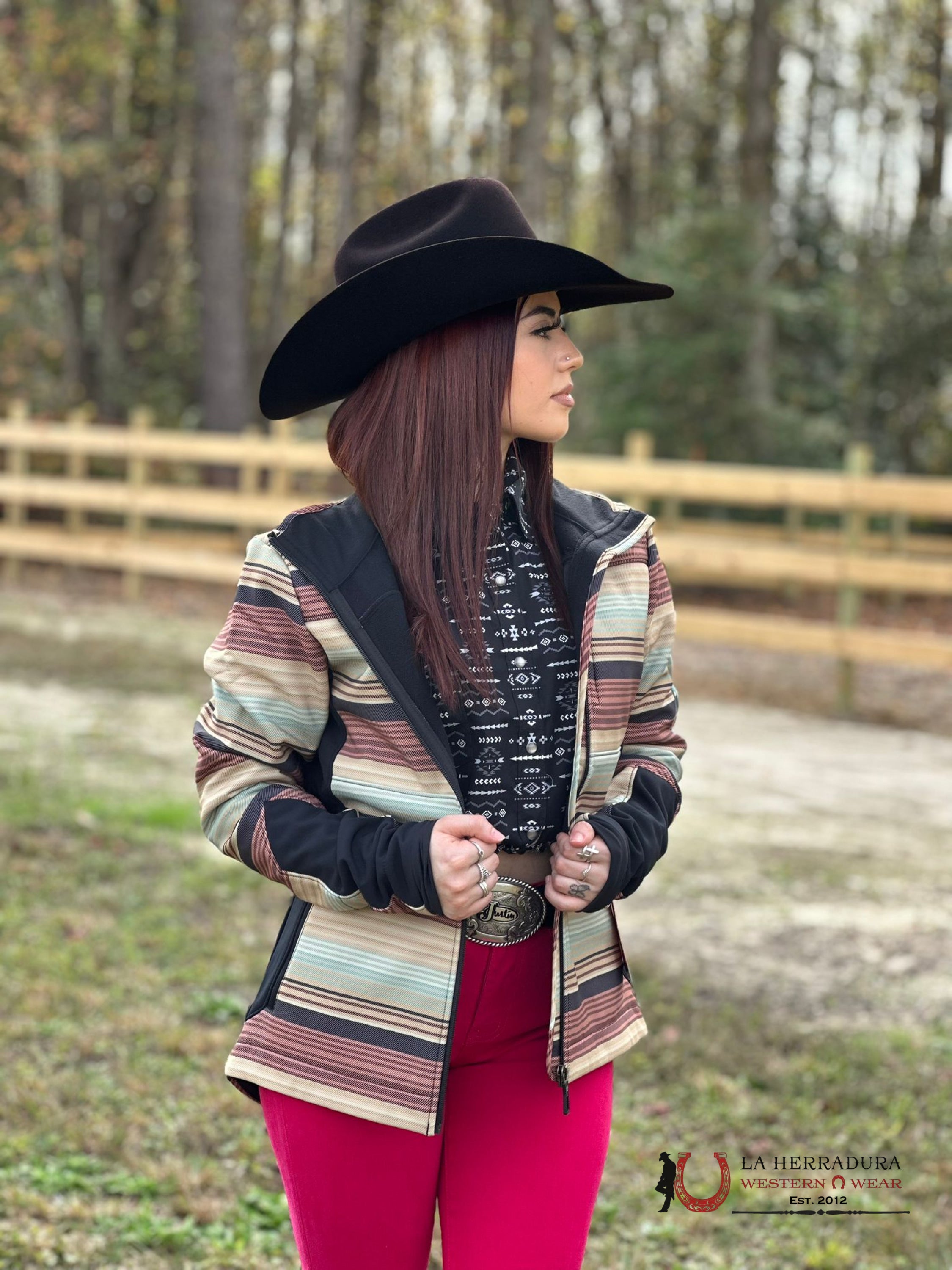 Cinch Womens Jacket Multi Color Stripe Full Zip Ropa Mujeres