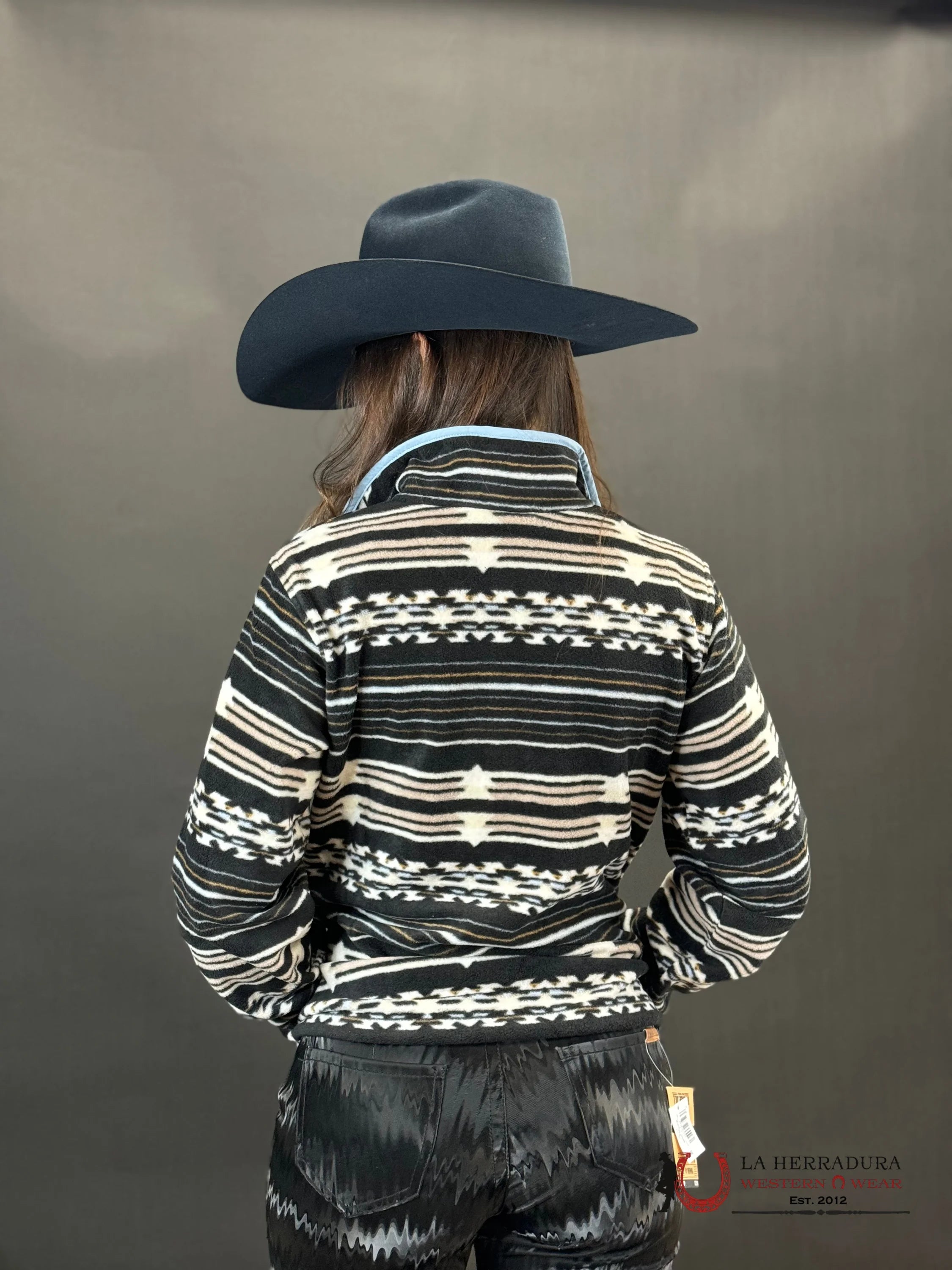 Cinch Womens Pullover Black/White Blue & Aztec Pattern Ropa Mujeres