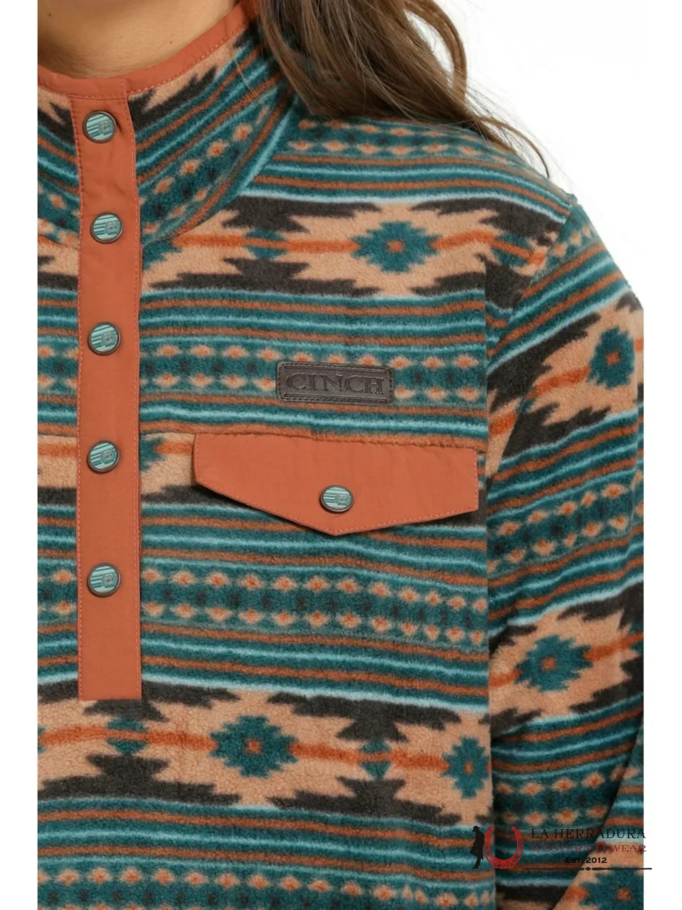 CINCH WOMEN GREEN /BROWN AZTEC PRINT PULLOVER MAK9819006 ROPA MUJERES