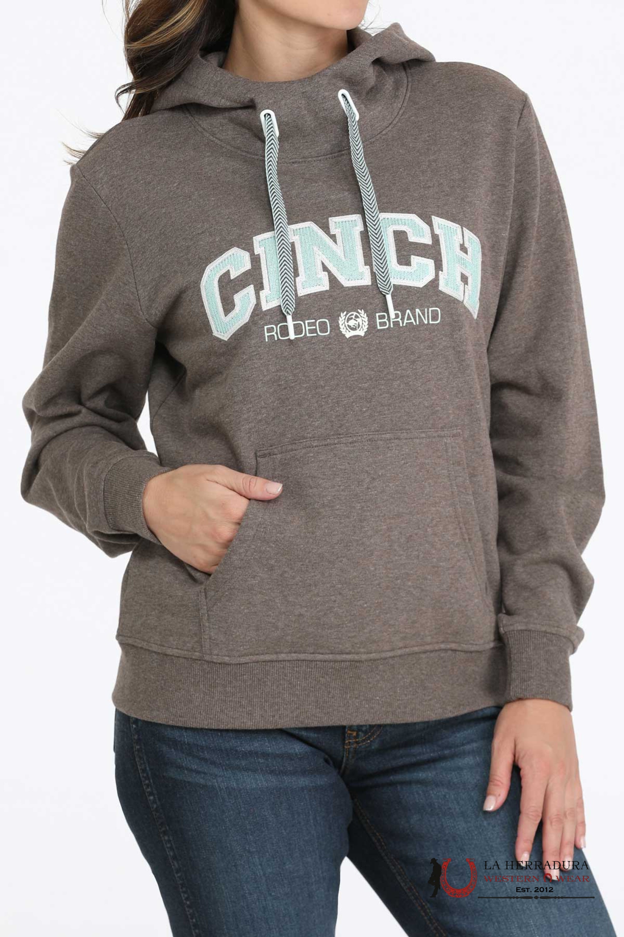 CINCH WOMEN HODDIE GREY AND MINT GREEN LOGO RODEO BRAND MAK7914002 ROPA MUJERES