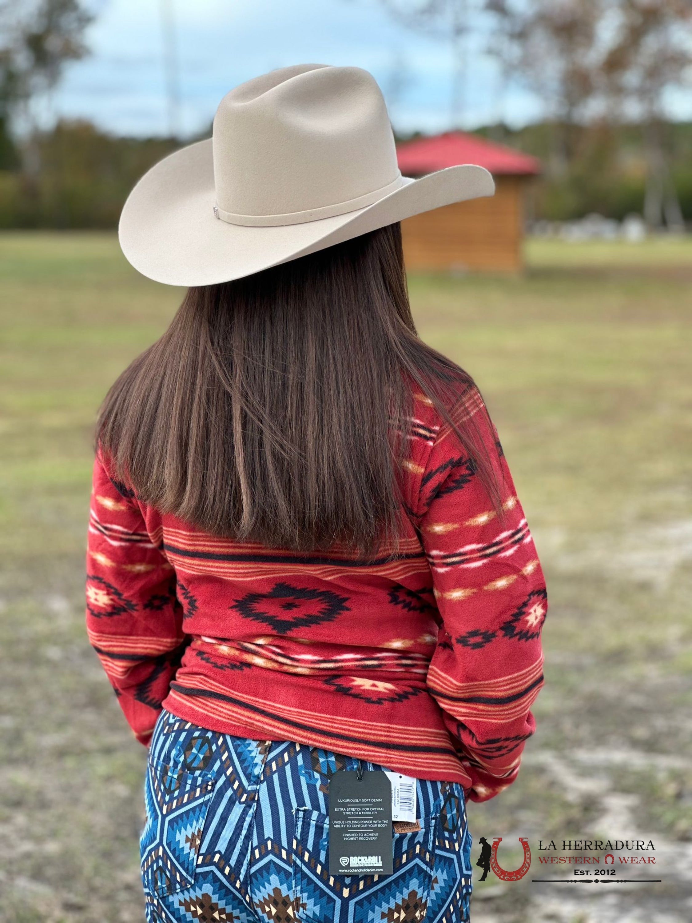 Cinch Womens Red Aztec Pattern Pullover Ropa Mujeres