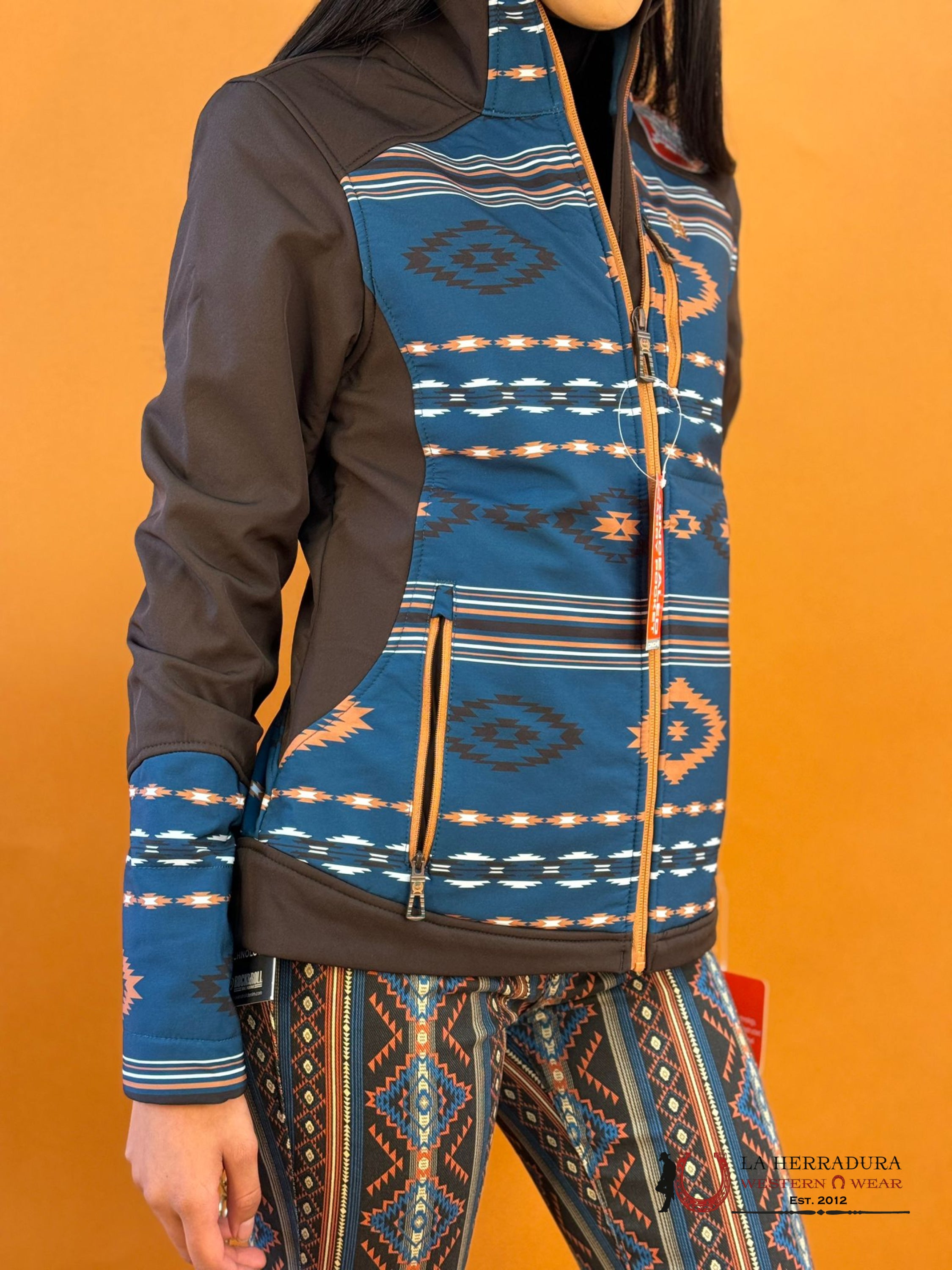 Cinch Womens Jacket Tan Logo Aztec Softshell Ropa Mujeres