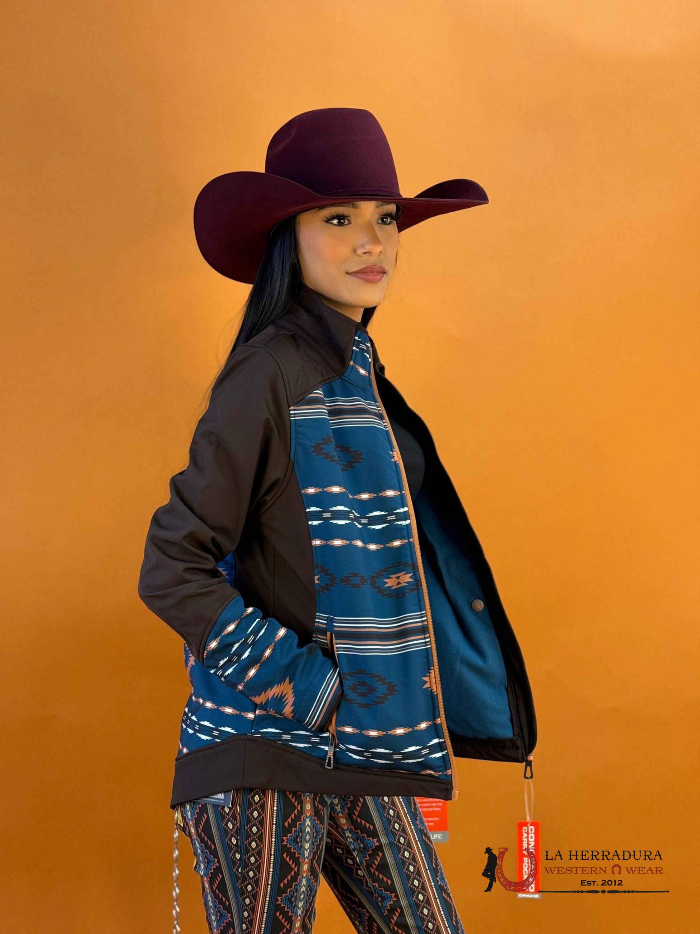 Cinch Womens Jacket Tan Logo Aztec Softshell Ropa Mujeres