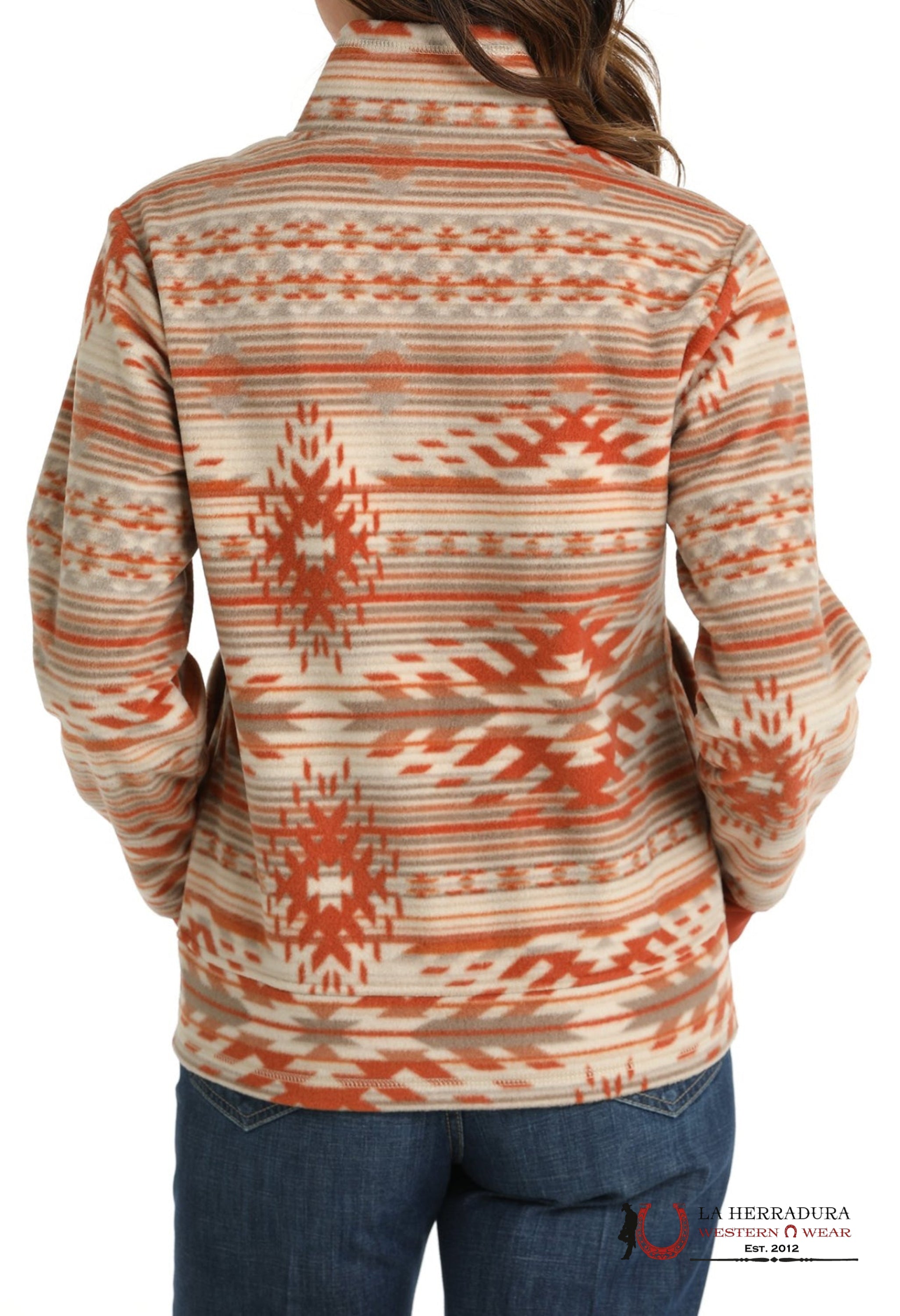 Cinch Womens Southwestern Print Fleece Stone/Gray/Coral- Jacket Ropa Mujeres