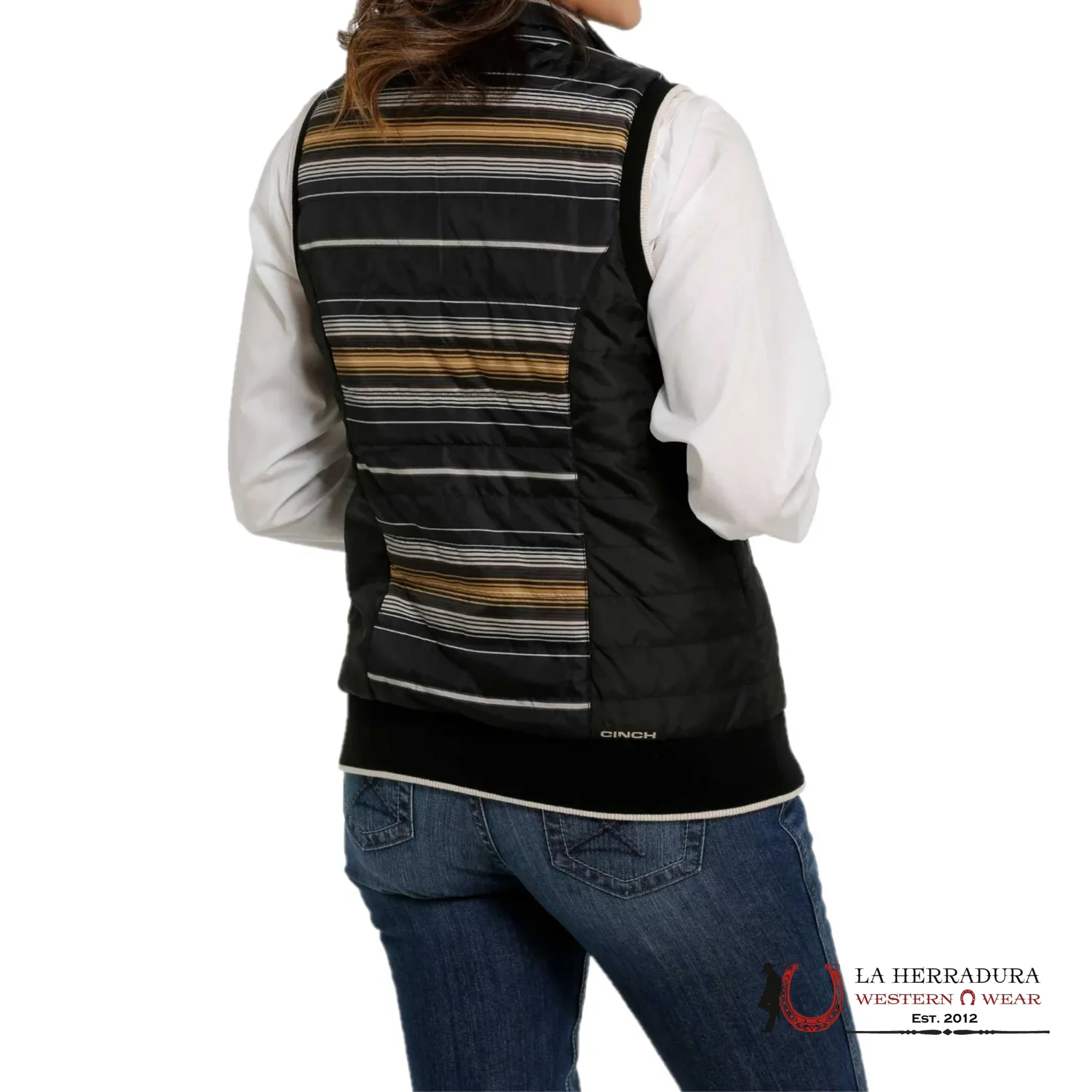 Cinch Womens Striped Black Reversible Vest Ropa Mujeres