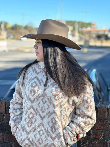 Cinch Mujer Beige con Diseño Azteca Rosa Claro, Media Cremallera-MAK9811002