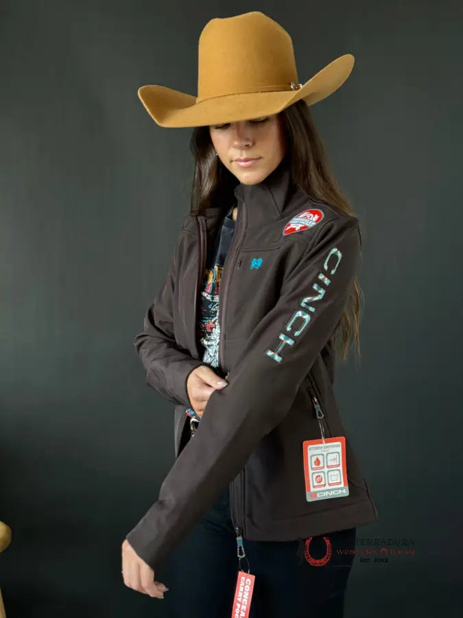 Cinch Womens Brown / Turquise Team Logo Softshell Jacket Ropa Mujeres