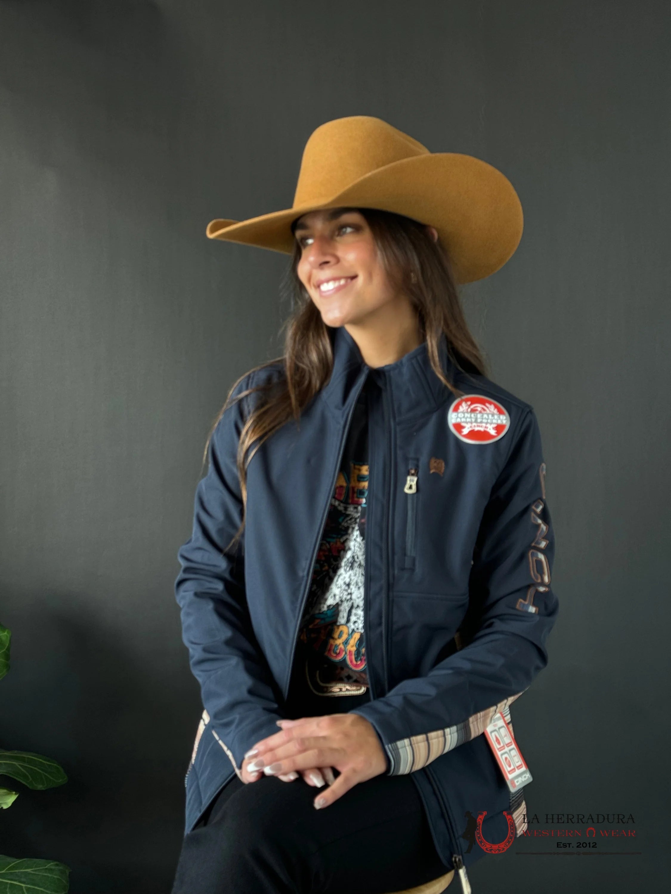 Cinch Womens NAVY Yellow Team Logo Softshell Jacket MAJ9896001