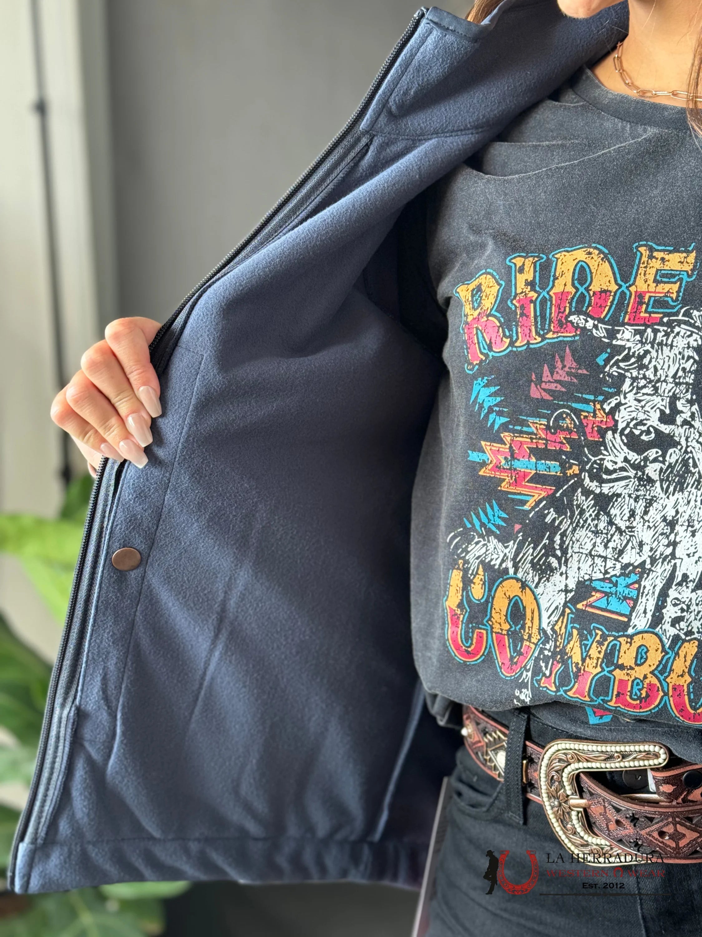 Cinch Womens Blue Yellow Team Logo Softshell Jacket Ropa Mujeres