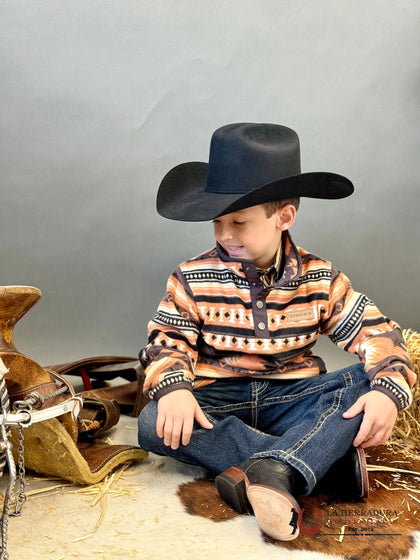 CINCH YOUTH FLEECE ORANGE AZTEC PULL OVER MWK7590015