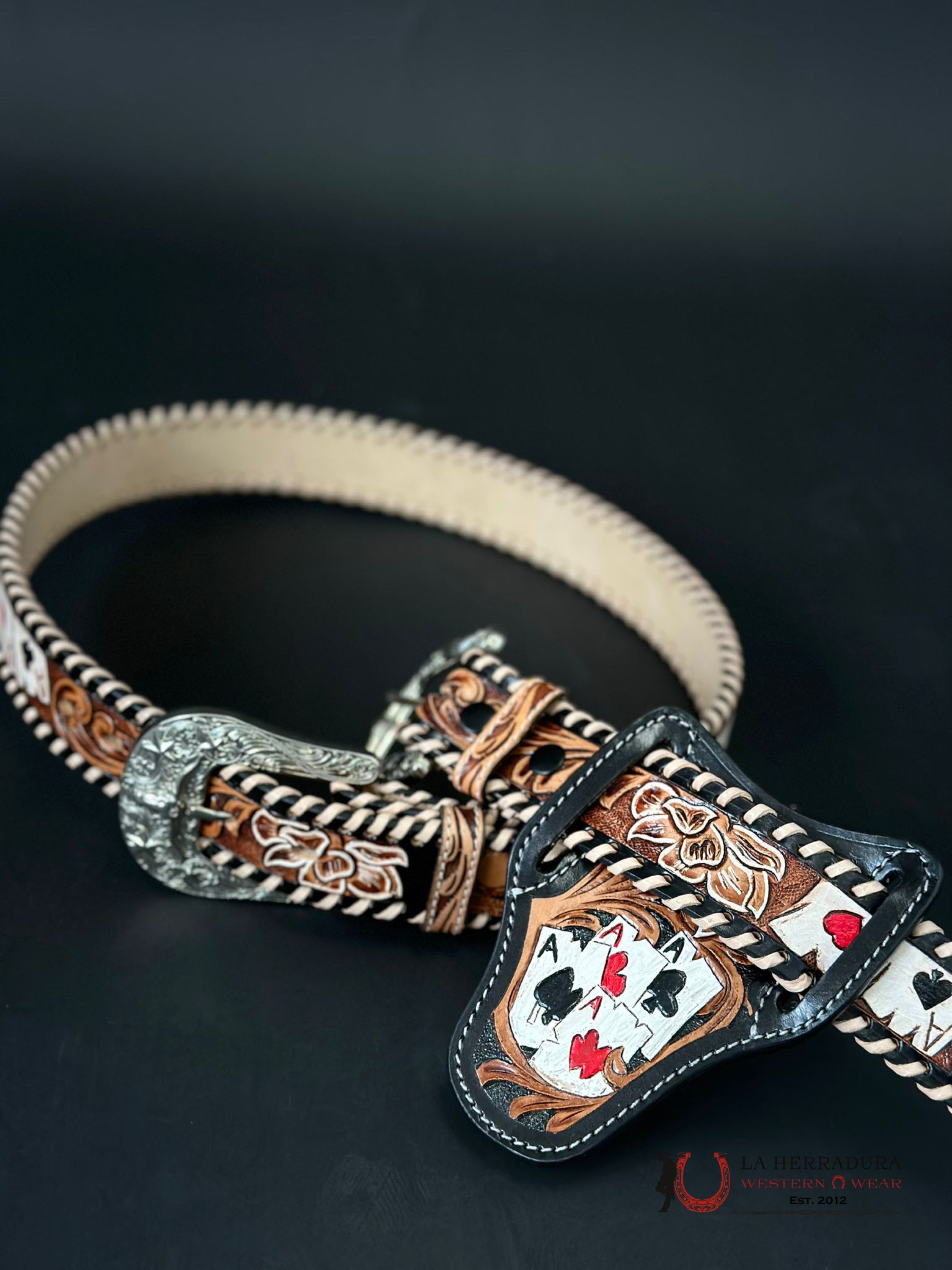 Cinto Azteca Cuero Cincelado Cartas Cinturones Hombres